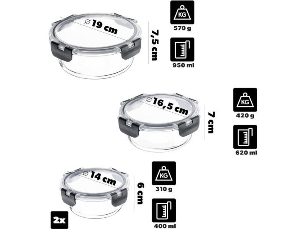 KADAX | 12er-Set Glasbehälter mit Deckel | Vorratsdosenset 320–1040 ml | luftdichte & auslaufsichere Lunchboxen, Meal Prep Boxen