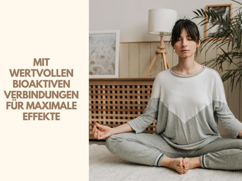 Mit wertvollen, bioaktiven Verbindungen: Weiße Frau, meditierend