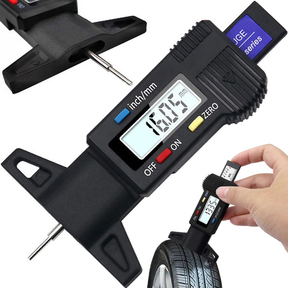 Reifenprofiltiefenmesser Reifen Profiltiefenmesser Reifenprofilmesser Digital LCD Display Auto Tiefenmesser Profilmesser Messgerät PKW LKW 0–28mm Reto