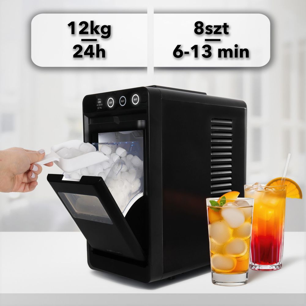 HEVA VIO Slim-Eiswürfelbereiter 12 kg/24h 0,8 l selbstreinigend schwarz