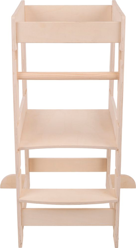 Selonis Lernturm Kitchen Helper Montessori Möbel Holz Höhenverstellbar Tritthocker Für Babys Und Kinder, Natürlich