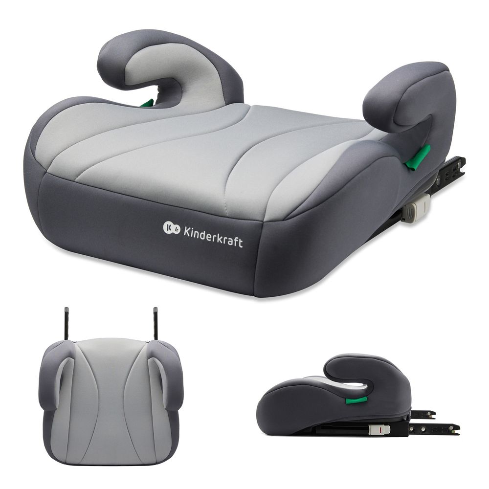 Kinderkraft I-BOOST i-Size - Sitzerhöhung 135-150 cm - R129 Norm - ISOFIX - Ergonomisch - Weicher Schaumstoff - Abnehmbarer Bezug - Grau