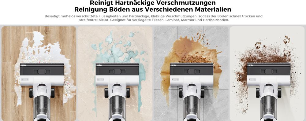 JONR ED12 Nass Trockensauger, 800mL Wassertank, 35-Minuten, Kantenreinigungsbürste, automatische Reinigungsfunktion für Hartböden