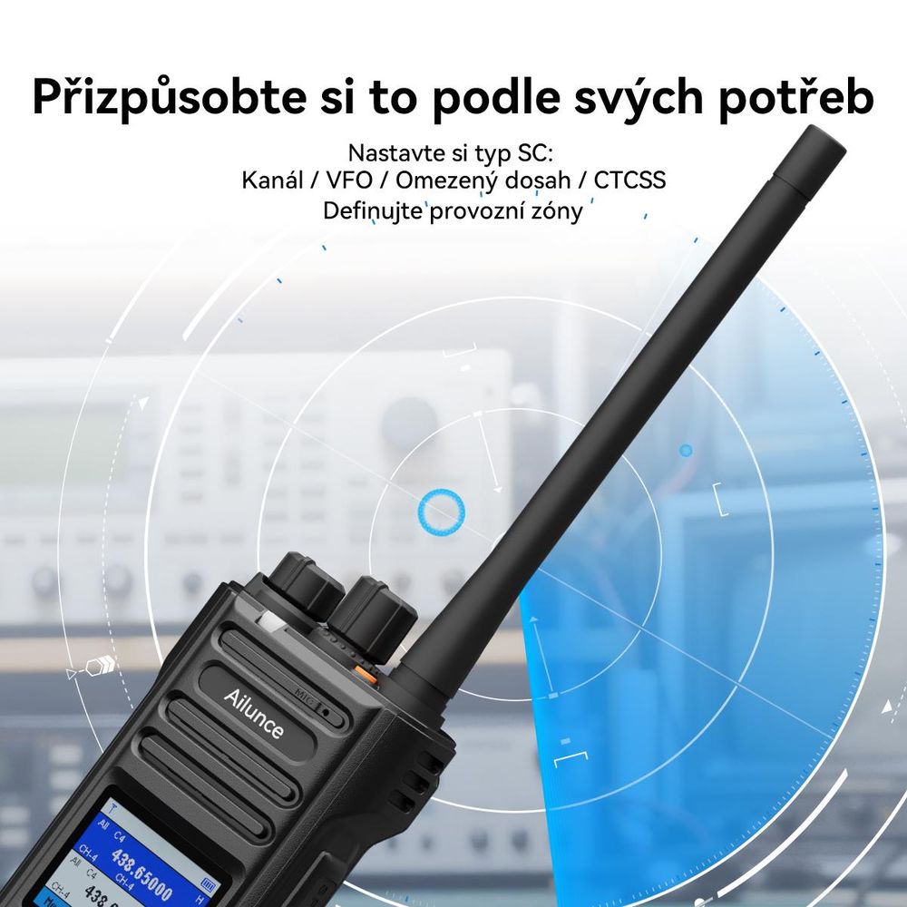 Retevis Ailunce HA2 Bluetooth rádio, radioamatérské, APP ovládání, APRS/GPS, rychlé nabíjení, IP67 vodotěsné, 2800mAh, SOS, pro radioamatéry