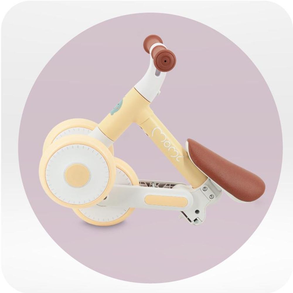 MoMi DEX – Faltbares 2-in-1 Laufrad & Dreirad ohne Pedale, leicht, werkzeuglos montierbar, verstellbarer Sitz, ab 12 Monaten, bis 20 kg – Gelb