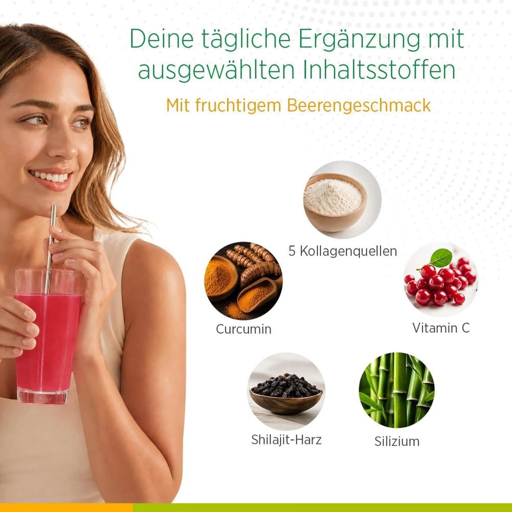 Collagen Premium Red Total mit fünf Kollagenquellen, Vitamin C, Curcumin, Shilajit und Silizium