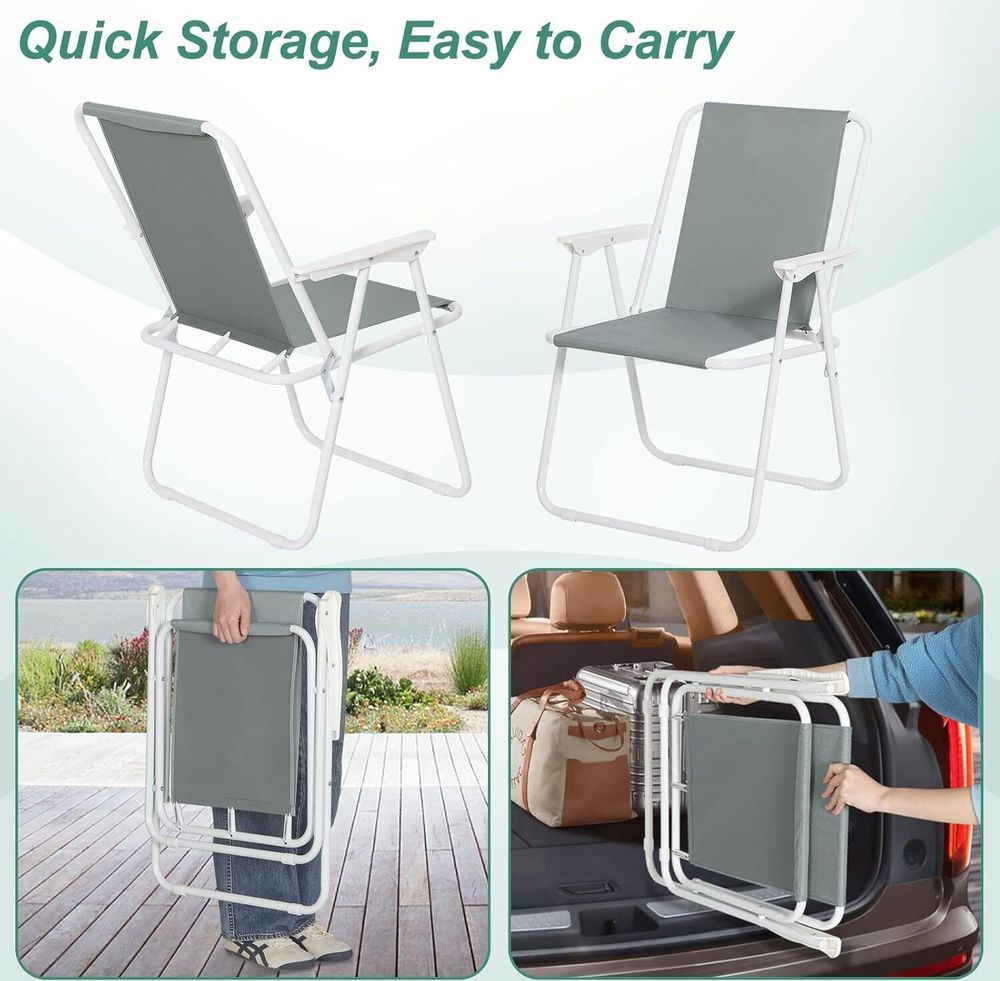 WOLTU Campingstuhl klappbar, Klappstuhl Leichter für Outdoor, Angelstuhl mit Armlehnen, Strandstuhl Klapphocker für Camping Strand Garten Terrasse, Dunkelgrau