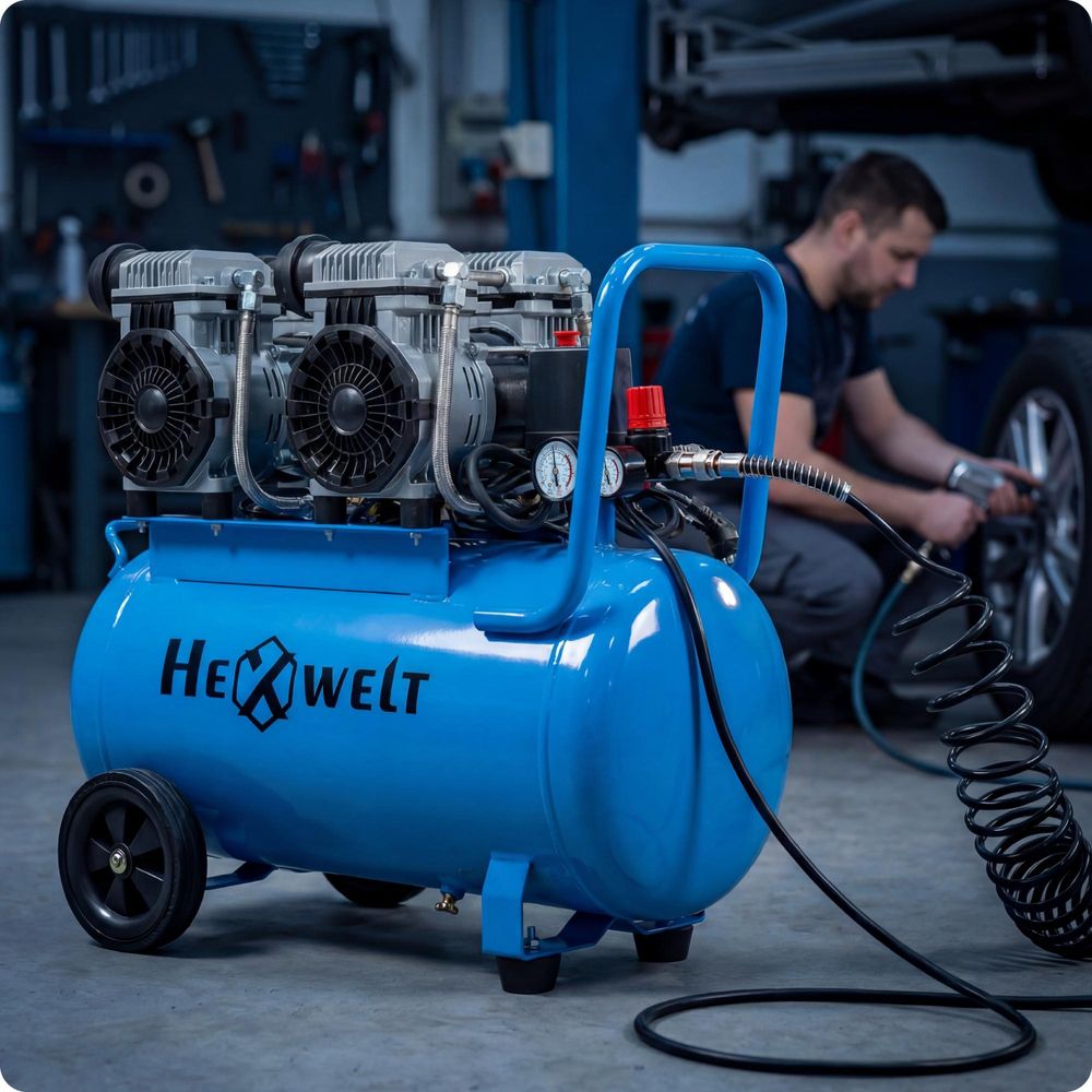 Kompresor Bezolejowy Hw – 4 Tłoki | 380 L/Min | 50 L | 8 Bar | 3 Kw | Model Hw-Kbo-4T-50L | Warsztatowy Półprofesjonalny