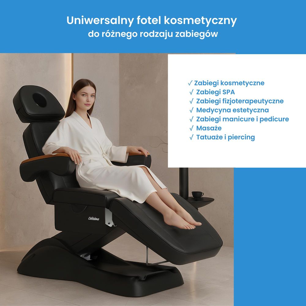 Fotel kosmetyczny elektryczny do salonu kosmetycznego pedicure regulacja 3 siłowniki Marcel