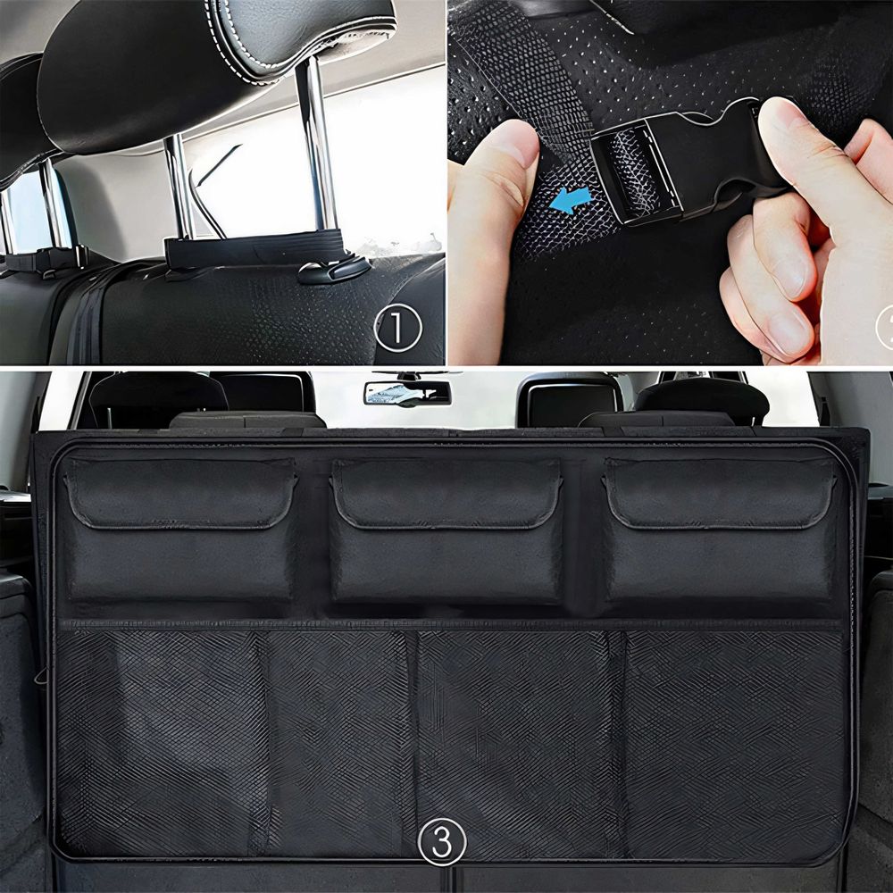 Kofferraum Organizer Auto Kofferraumtasche Netztasche Universale KFZ Taschen Kofferraumnetz Kofferraumbox Autobox Kofferraum-Organizer Schwarz Retoo