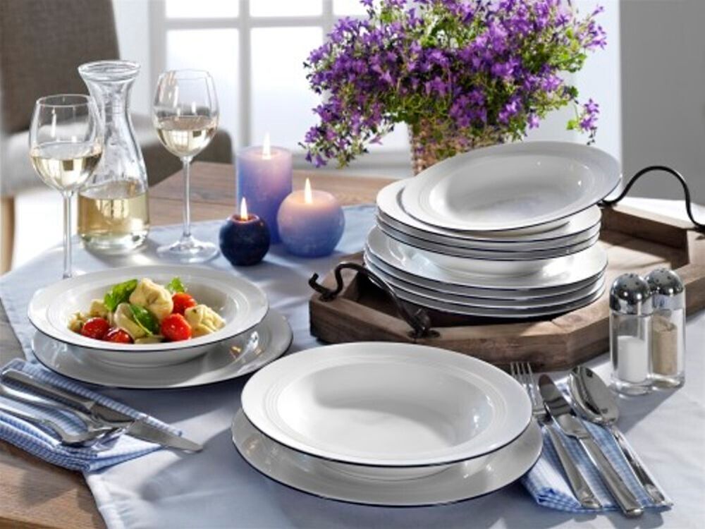 Friesland Jeverland Kleine Brise Tafel-Set 12 tlg Tafelservice Porzellan Teller