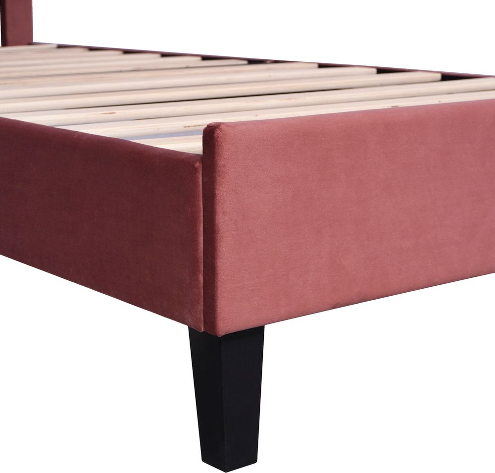 Flieks Polsterbett 90x200cm Samt mit Blumenform-Kopfteil und Lattenrost Einzelbett Kinderbett für Damen Kinder Jugend