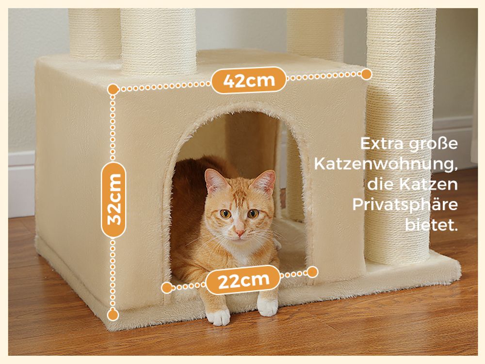 PAWZ Road Kratzbaum Grosse Katzen stabil mit 11cm Stämme, Kratzbaum XXL 170cm