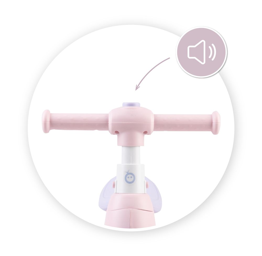 MoMi TOBIS Kinder Laufrad - Seifenblasen, Leuchte und Hupe, Lenkerhöhenverstellung, 4 Räder - Rosa
