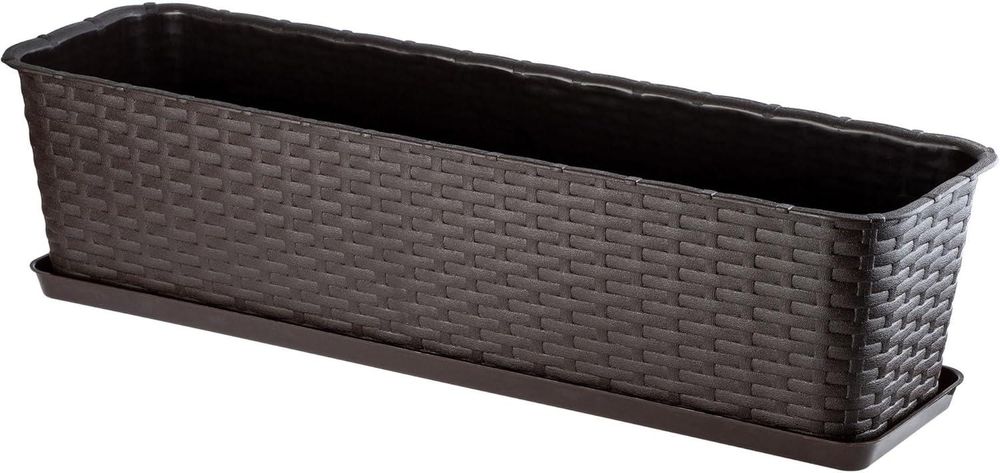 KADAX Balkontopf mit Untersatz "Frette", Balkonkasten mit Wasser Öffnungen, 60cm, Braun