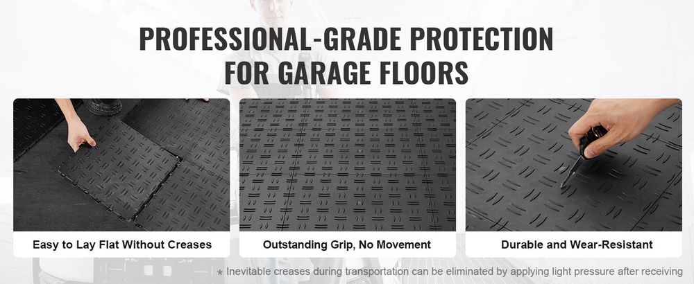VEVOR Garagenfliesen, 12 x 12 x 0,53 Zoll, 25er Pack Garagenbodenbelagsfliesen, rutschfeste doppelseitige Textur Garagenbodenfliesen, für Garagen, Keller, Werkstätten, Rot, Schwarz