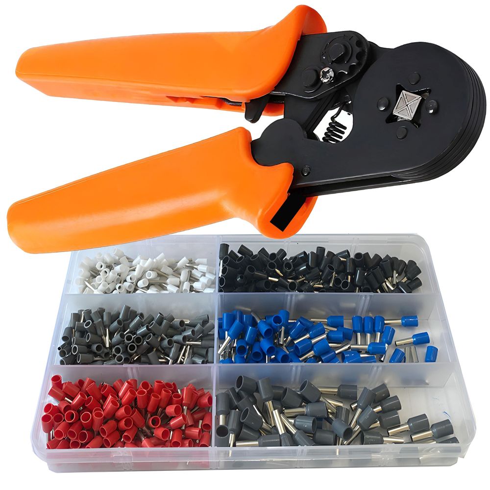 Crimpzange Set mit 1200 Aderendhülsen Presszange Crimpzangen Sortiment Endhülsen Crimper Kabelschuhe Abisolierer Crimp Stossverbinder Zange Tool Retoo