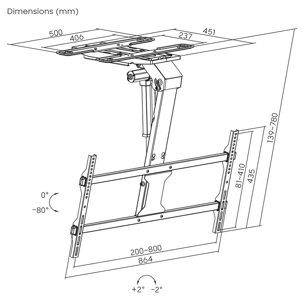 Elektrische Halterung für Maclean TV Decke Tuya-Support max. VESA 800x400 für TV 43-86" max. 45kg, MC-110 T