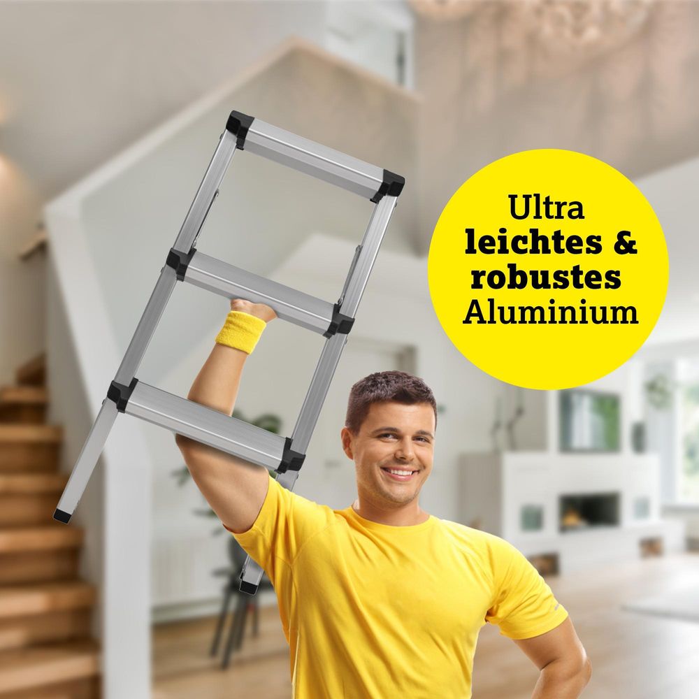 Craftfull Doppel-Klapptritt CF-131A | Aluminium-Trittleiter - Anti-Rutsch - Leiter - Klappbar - Sicherheitsbügel - 150 kg - 2-5 Stufen (2 x 4 Stufen)