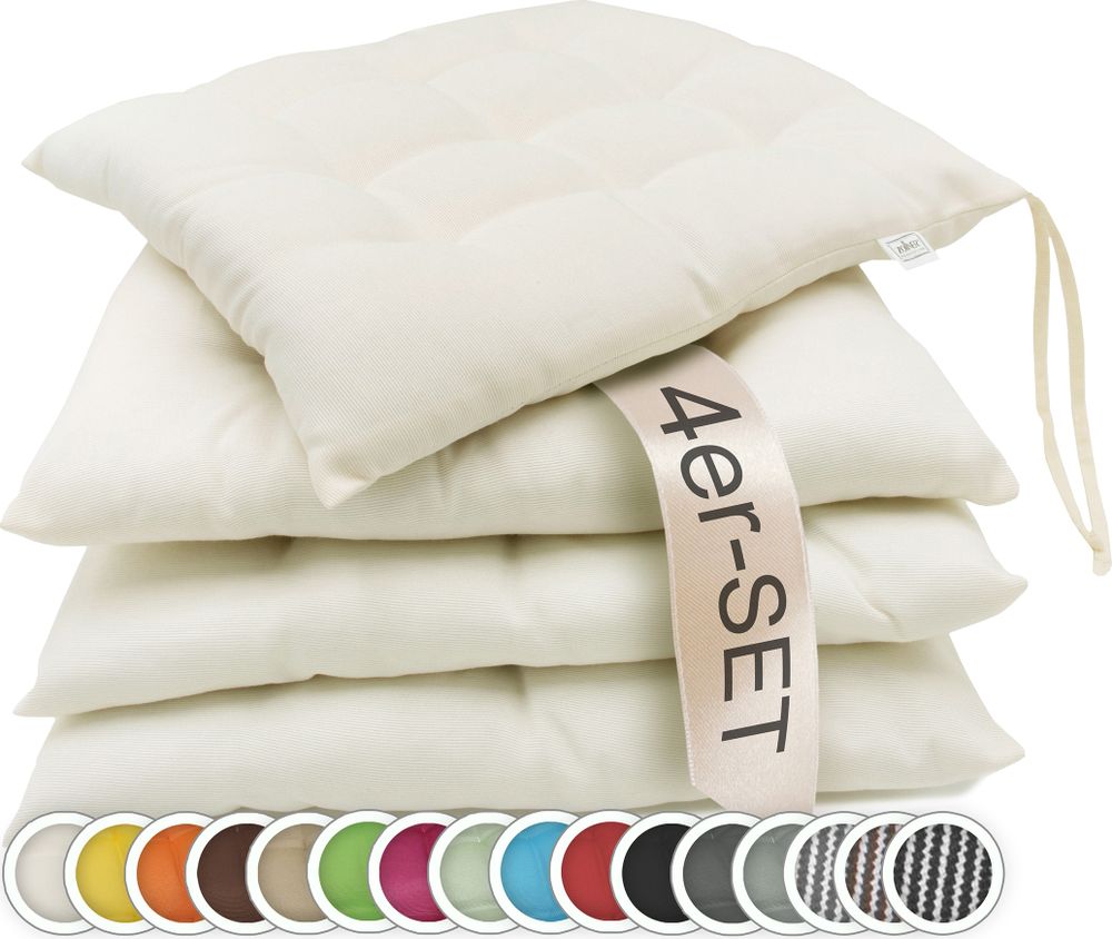 Sitzkissen Stuhlkissen 4er Set, ca. 40x40 cm, creme
