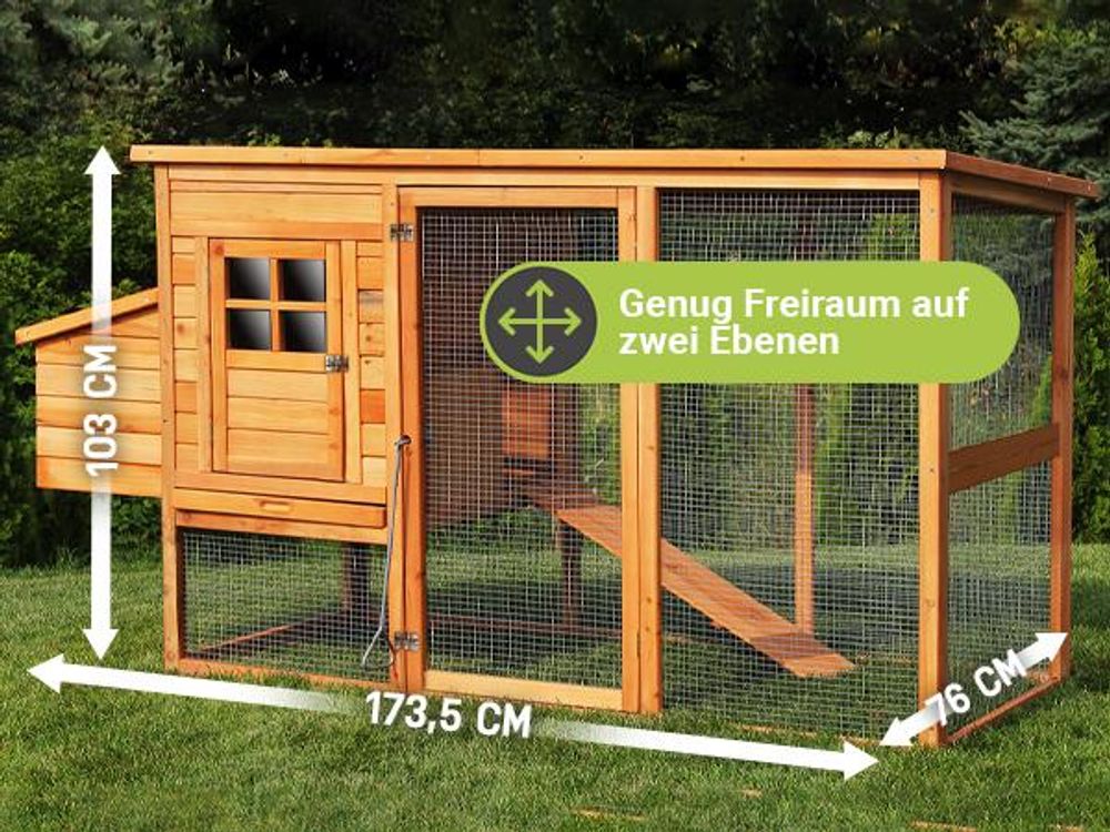 MyAnimal Hühnerstall MH-04 | Für 3-4 Hühner - Hühnerhaus - Nistkasten - Eiablage - Freilaufgehege - Wasserabweisendes Dach - Kleintierstall (Braun)