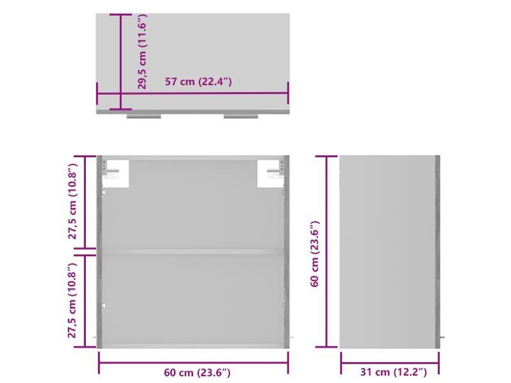 vidaXL Hängeglasschrank Lyon Weiß 60x31x60 cm Holzwerkstoff