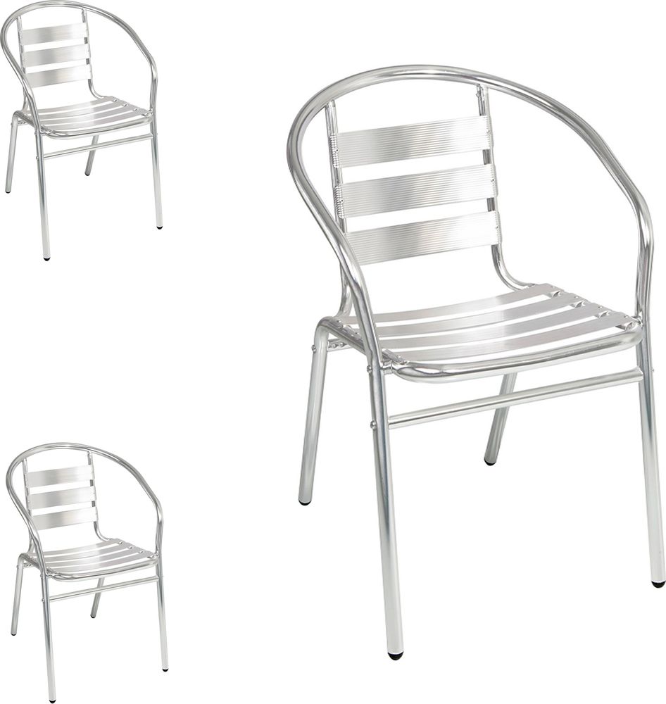3 Stück stabile Aluminuim Bistrostühle Gartenstuhl stapelbar