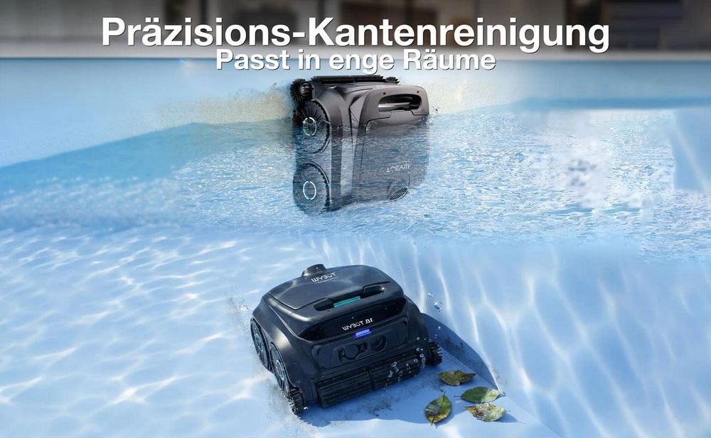 WYBOT B1 kabelloser Poolroboter mit Vollabdeckung & Kantenreinigung Black Neu