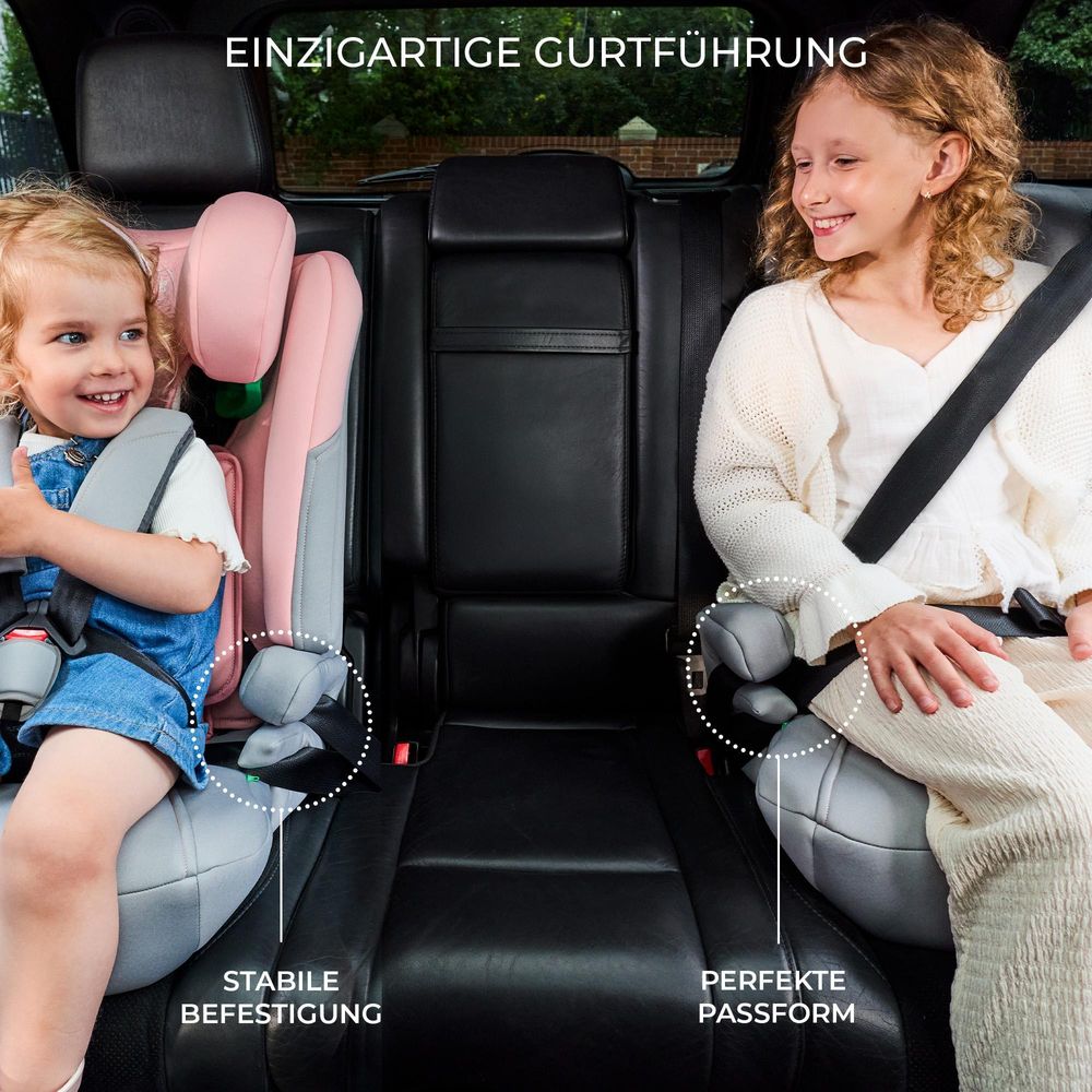 Kinderkraft I-COMFY Autokindersitz 3-in-1 i-Size 76–150 cm, 15 Monate bis 12 Jahre, R129, EASY GROW, H-GUARD, SPS, 10 Neigungspositionen, Grau