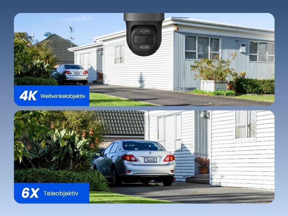 Reolink TrackMix PoE, 4K 8MP PTZ PoE Überwachungskamera Außen, Dual-Objektiv, 6X Zoom, Farbnachtsicht, KI Erkennung, Auto-Tracking, 2-Wege-Audio, Grau