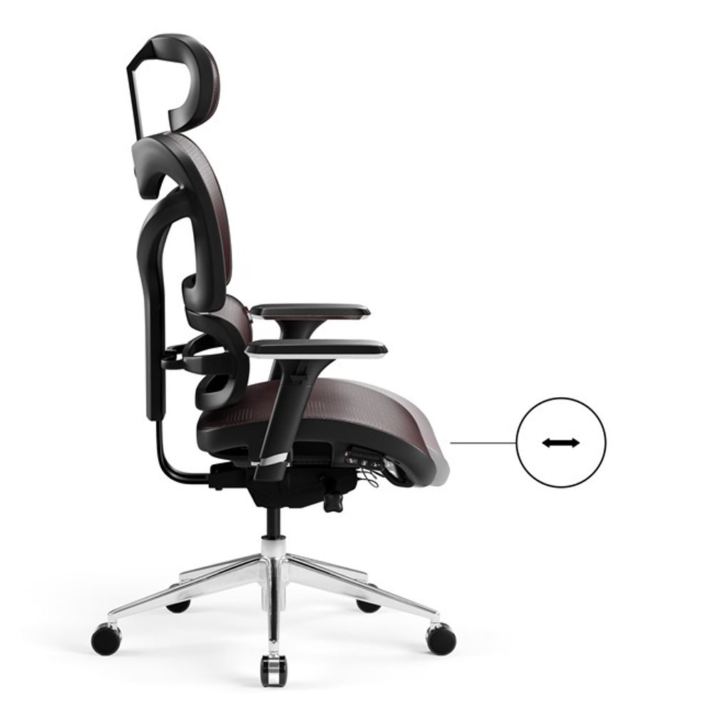 Diablo V-Commander Ergonomischer Bürostuhl Schreibtischstuhl Chefsessel 3D Armlehnen Verstellbare Kopfstütze & Sitzfläche Netzstof Farbe: Schwarz-Burgunderrot