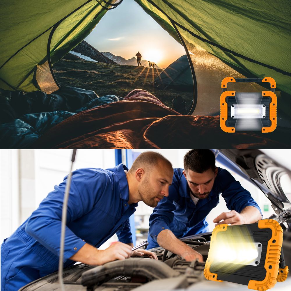 Baustrahler LED Arbeitsleuchte Arbeitsstrahler 30 W Lampe für Camping Werkstatt Baustelle Garage Bau Reparatur Arbeitslicht Batteriebetrieben Retoo