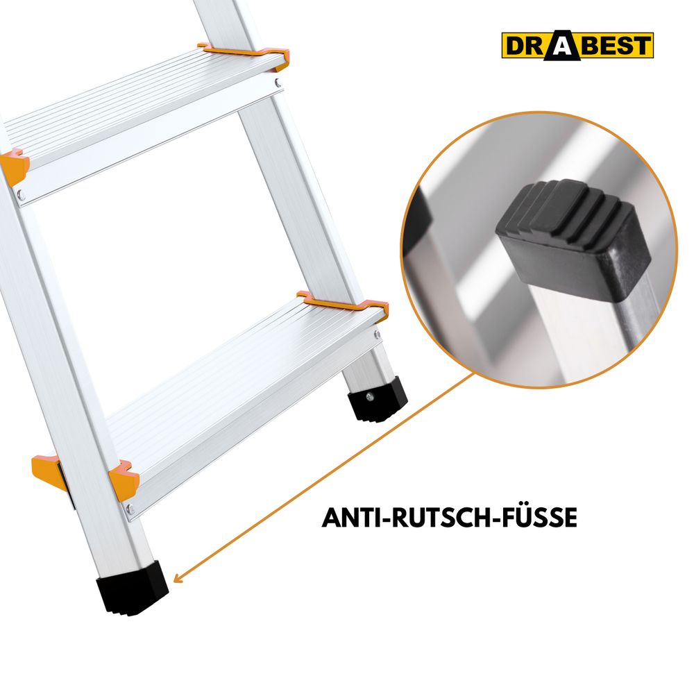 Drabest, Leiter, Aluminium-Leiter, Klappleiter, Treppenleiter, doppelseitige Leiter