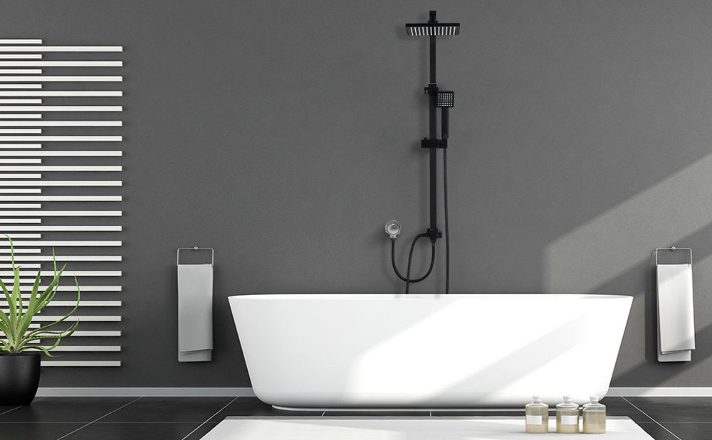 HOMELIVE Regendusche Duschsystem Edelstahl Duscharmatur Komplettset Set Duschstange mit brause Duschkopf mit Schlauch und Handbrause