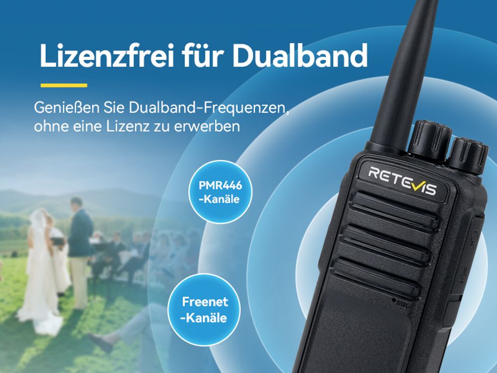 Retevis RB669 Freenet PMR446 Funkgerät, Funkgeräte Set RT24V 2.0, 16 Kanäle und 6 Freenet Kanäle, Deutsches Sprachsystem, VOX, Großer Reichweite