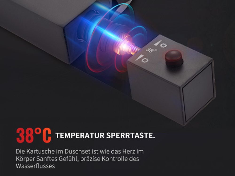 HOMELIVE Duschsystem mit Thermostat Schwarz, 20x20cm Regendusche Edelstahl, Duscharmatur Komplettset, Quadratisch Handbrause Regendusche mit Armatur
