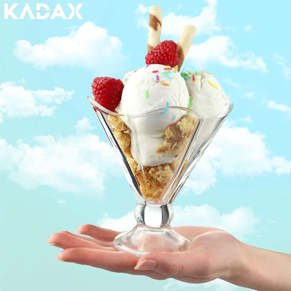 KADAX Eisbecher Glas "Tetlin", Eisschalen, Eisgläser, Dessertschalen für Desserts, Eiscremegläser, 200 ml, 6 Stück