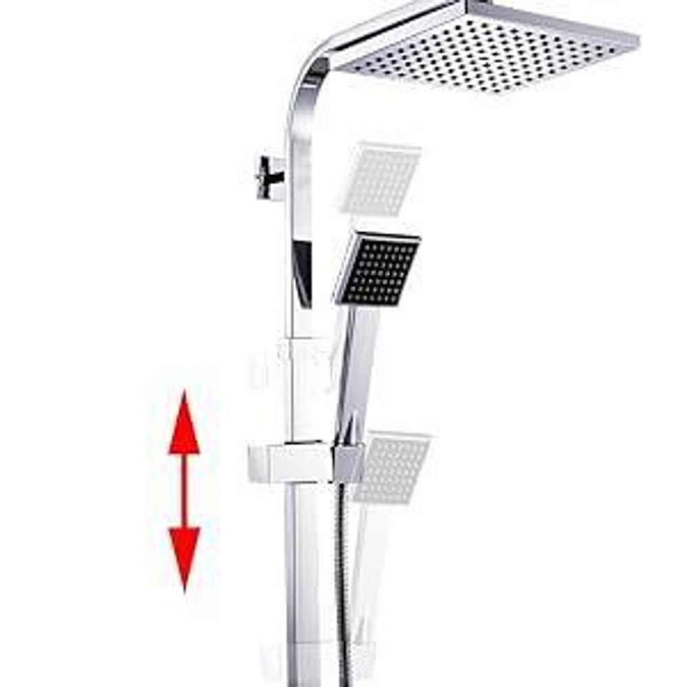 Auralum Duschsystem mit Thermostat Duscharmatur Eckig Duschpaneel,mit Regendusche und Handbrause, Anti-Verbrühungs-Duschsystem Duschstange