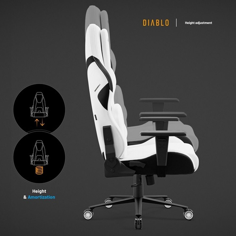 Diablo X.One Prime Gaming Stuhl Bürostuhl Schreibtischstuhl mit Kühlfunktion, Größe Normal, Farbe Weiß