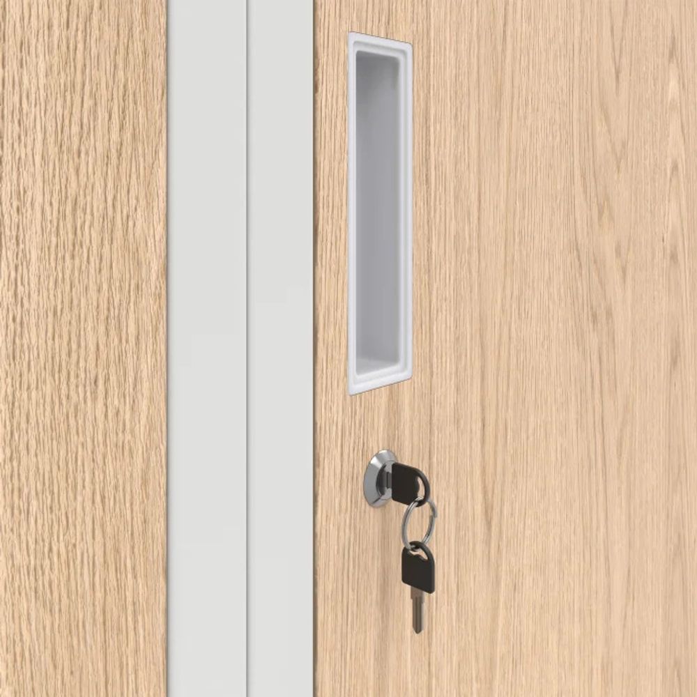 Stahlspind Garderobenschrank Spind Kleiderspind Doppelspind 2 Abteile Flügeltüren Trennwand Pulverbeschichtung 180 cm x 80 cm x 50 cm (H x B x T) Farbe: Weiß-Holzoptik