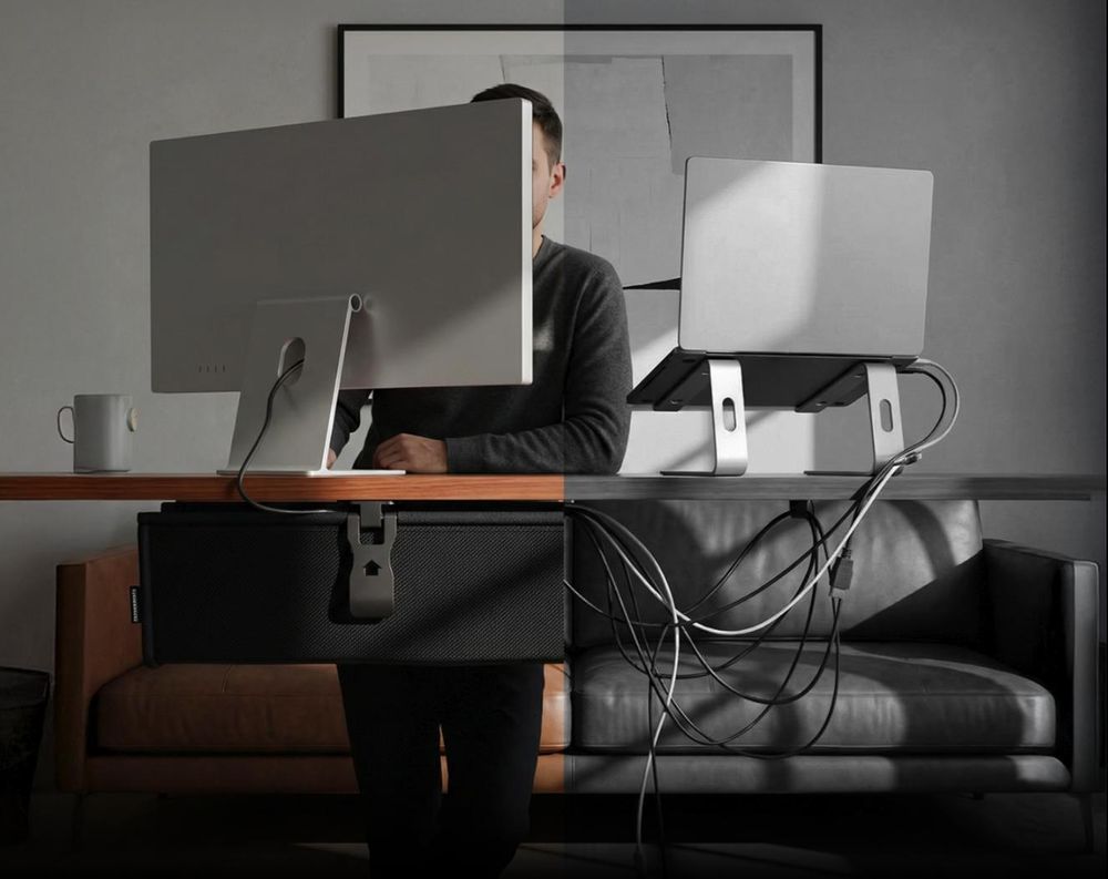 DESKSPACE® Kabelwanne Schreibtisch Kabelmanagement - Beidseitig Klappbarer Kabelkanal - Cable Organizer für den Schreibtisch - 94 cm (Schwarz)