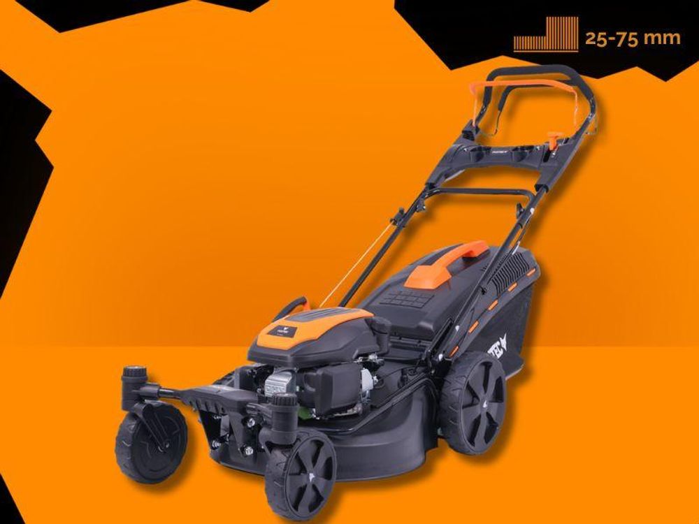 FUXTEC 4in1 Benzin Rasenmäher FX-RM5170agile - 170ccm | 51cm |schwenkbare Vorderachse | 37Kg | 4-Takt | Mulchfunktion | 60L Fangkorb | bis 1000m²