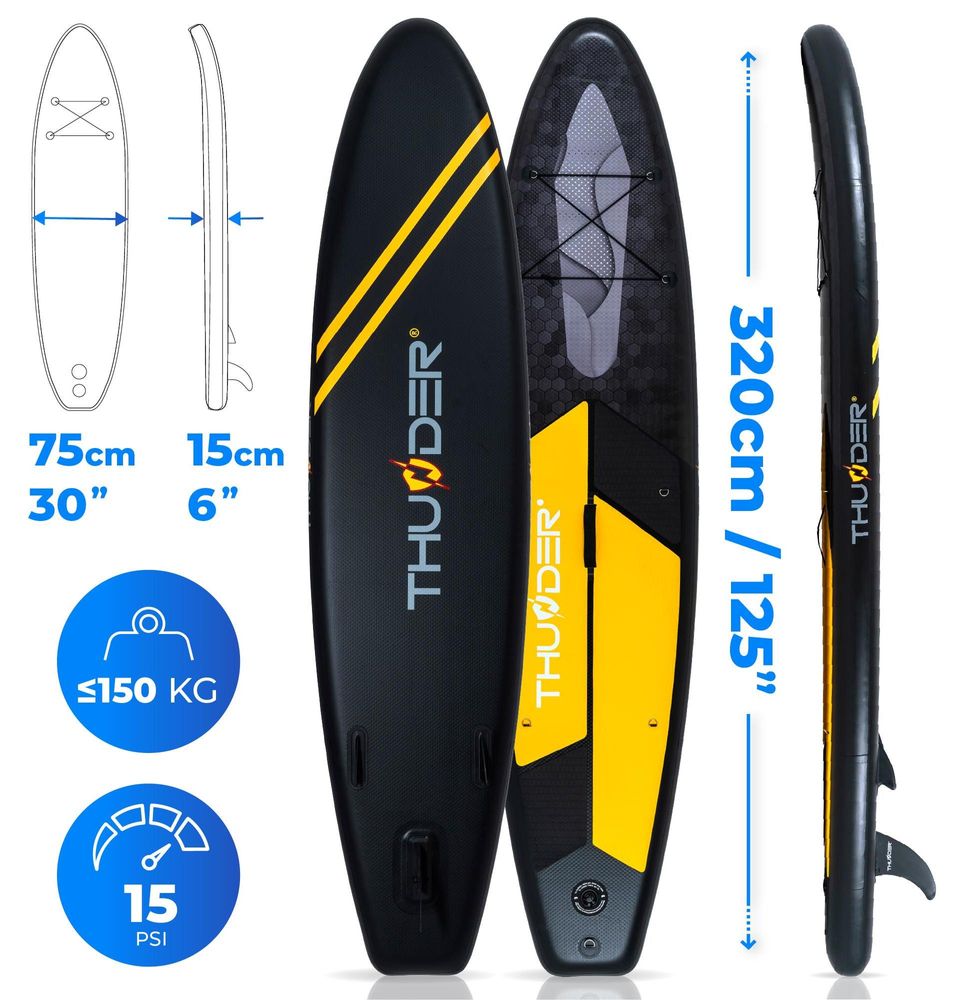 Thunder Ippo Stand Up Paddle Board 320 x 75 x 15 cm Orange Schwarz 150 kg