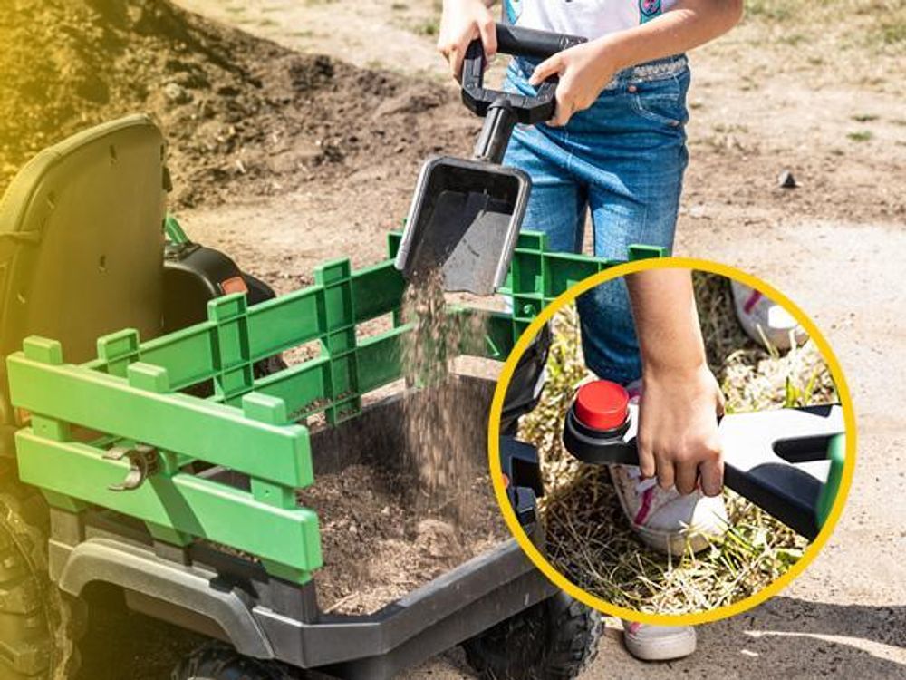 Actionbikes Motors Traktor mit Anhänger | Kinder Elektrotraktor - Kindertraktor - Kinderauto elektrisch - Bulldog - Fernbedienung - ab 3 Jahre (Rot)