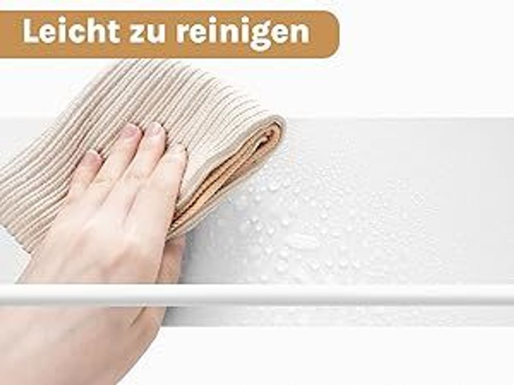 WOLTU Wandregale 3er Set, Hängeregal mit Metallstange, Schweberegal, Weiß
