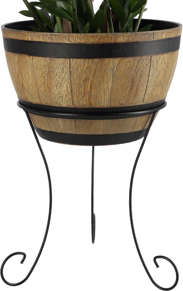 KADAX Blumentopfständer, Pflanzenständer aus Stahl, wetterfester Blumenständer für Innen- und Außenbereiche, Balkon, Terrasse, Garten, Pflanzenhalter, Blumentopf-Halter, schwarz (rund, hoch)