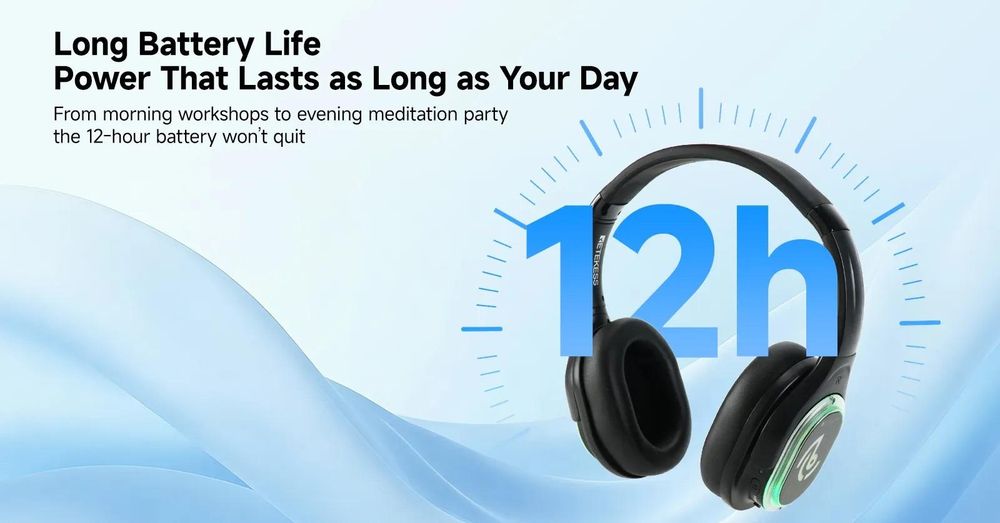 Retekess TA004 Słuchawki na silent disco, bezprzewodowe słuchawki, 200M, jakość dźwięku HIFI, 20 słuchawek, zestaw słuchawkowy na Zajęcia jogi imprezy