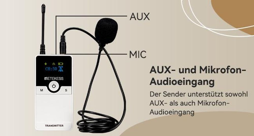 Retekess TT116 Tour guide system , 50-Kanal-Dolmetschersystem, 200 m Lärmreduzierung, Kabelloses Audio System für Tourismus, Kirche, Fabrik, Konferenz