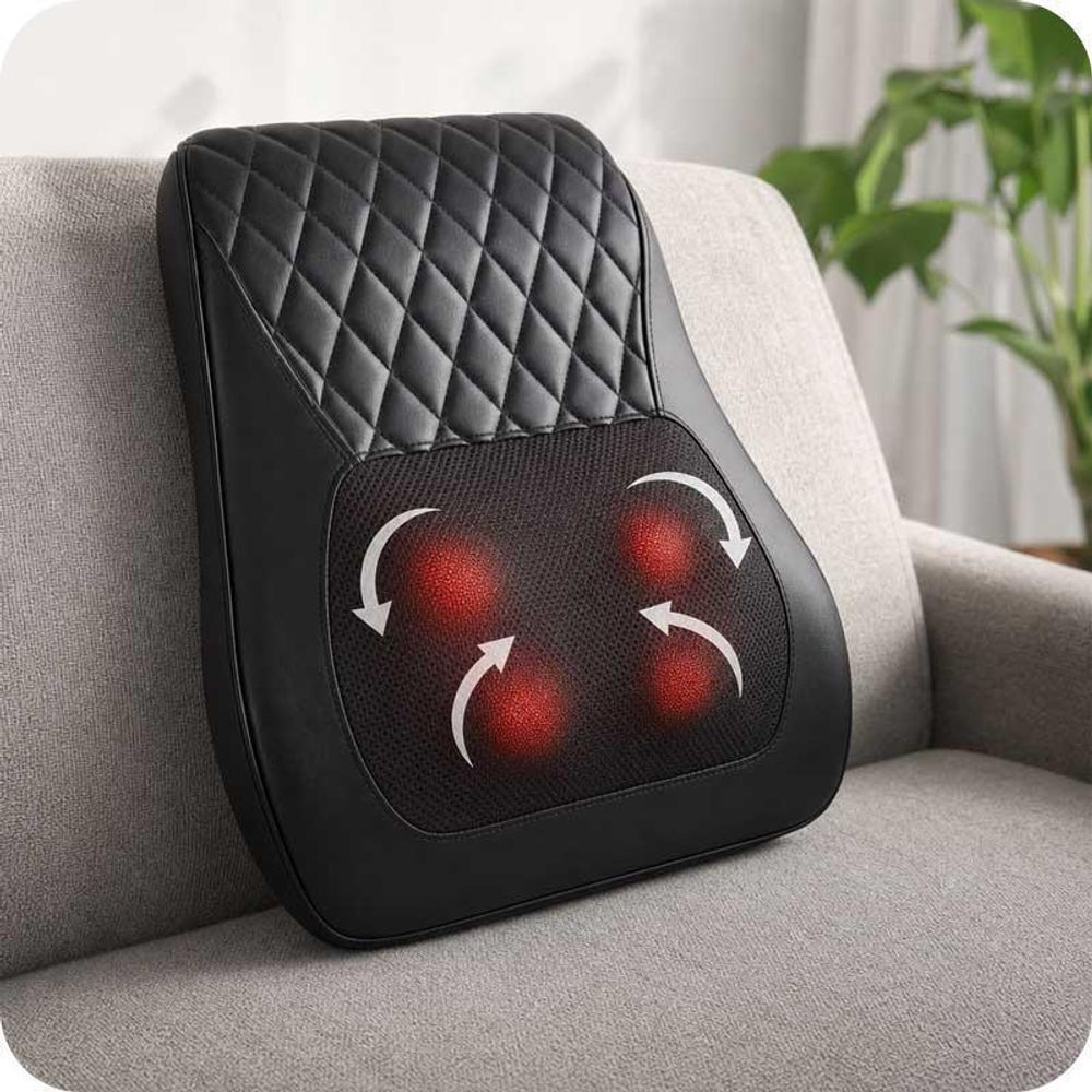 REVENTO® Relax Massagekissen 4 Massageköpfe Nacken Rücken Schultern Wärmefunktion Fernbedienung Schwarz