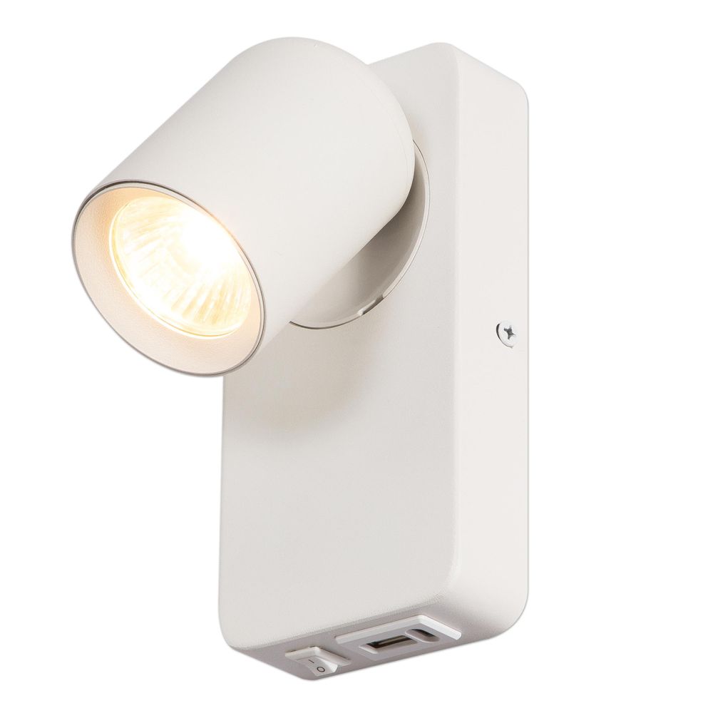 MasterLED Wandlampe GU10 - Weiß matt - Leseleuchte mit USB-A & USB-C Anschluss - Modern und funktional